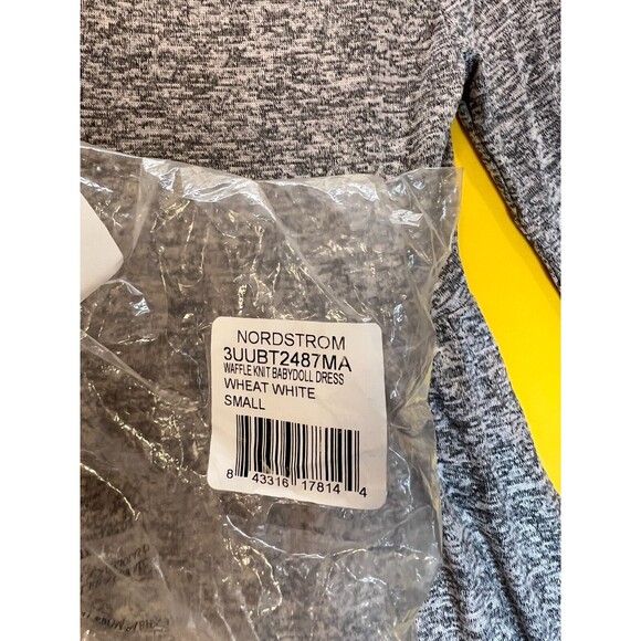 Max + Ash Knit Babydoll Mini Dress Womens S Gray Balloon Sleeve Waffle Knit NWT - Picture 7 of 7